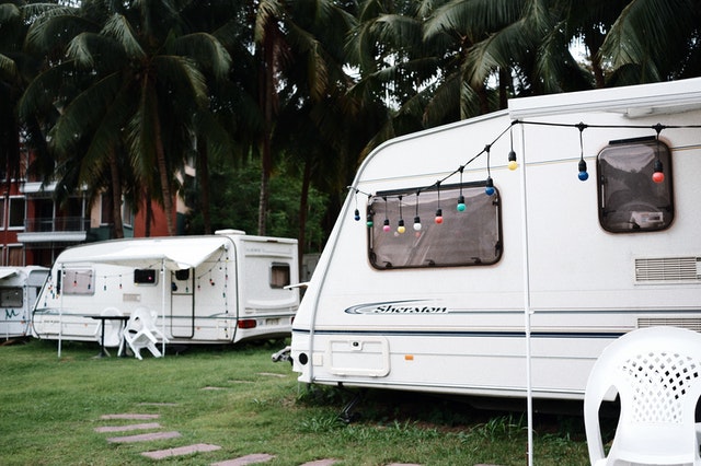 RV by lake